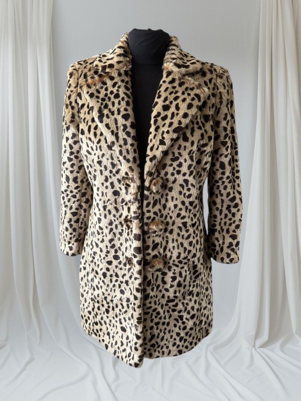 Women's Cheetah Print Faux Fur Coat, S